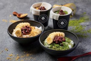 「抹茶」と「きなこ」二種のホットスムージー